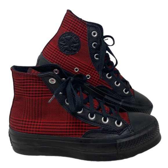 Converse Shoes - Converse Ctas Lift Platform High Top Canvas Skate Plaid Red Women Custom 569923C